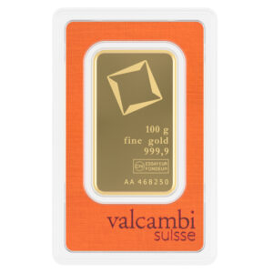 Valcambi 100 Gram .9999 Fine Gold Bar (In Assay)