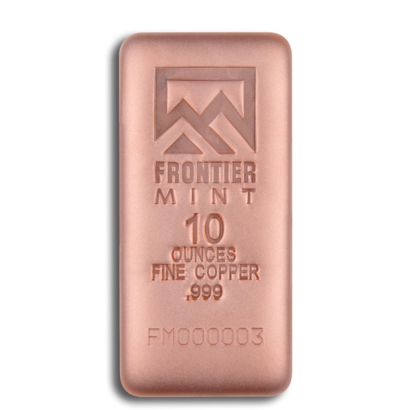 10 oz Copper Bars – Frontier Mint .999 Fine Copper (Lot of 50)