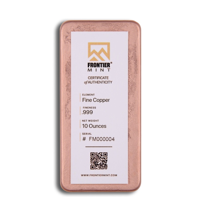 10 oz Copper Bars – Frontier Mint .999 Fine Copper (Lot of 50) - Image 2